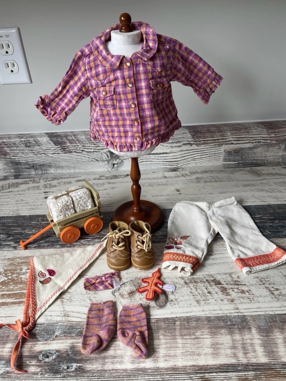 American Girl BITTY BABY Doll HARVEST PLAID Set - Near Complete No Book 2003